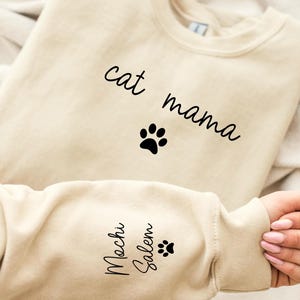 Neuer Katzenbesitzer Geschenk, personalisiertes Katzenmama-Sweatshirt, einzigartiges Muttertagsgeschenk, benutzerdefinierte Katzenmutter Geschenk, benutzerdefinierte Katzenname Pullover, Geschenk für sie