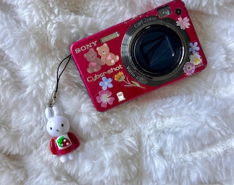 Handmade Strawberry Miffy Charm, Polymer Clay Bag Charm