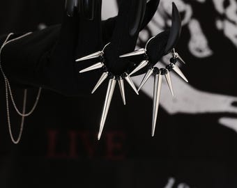 Gothic Spike Drop Earrings: Silver Plated Y2K Jewelry