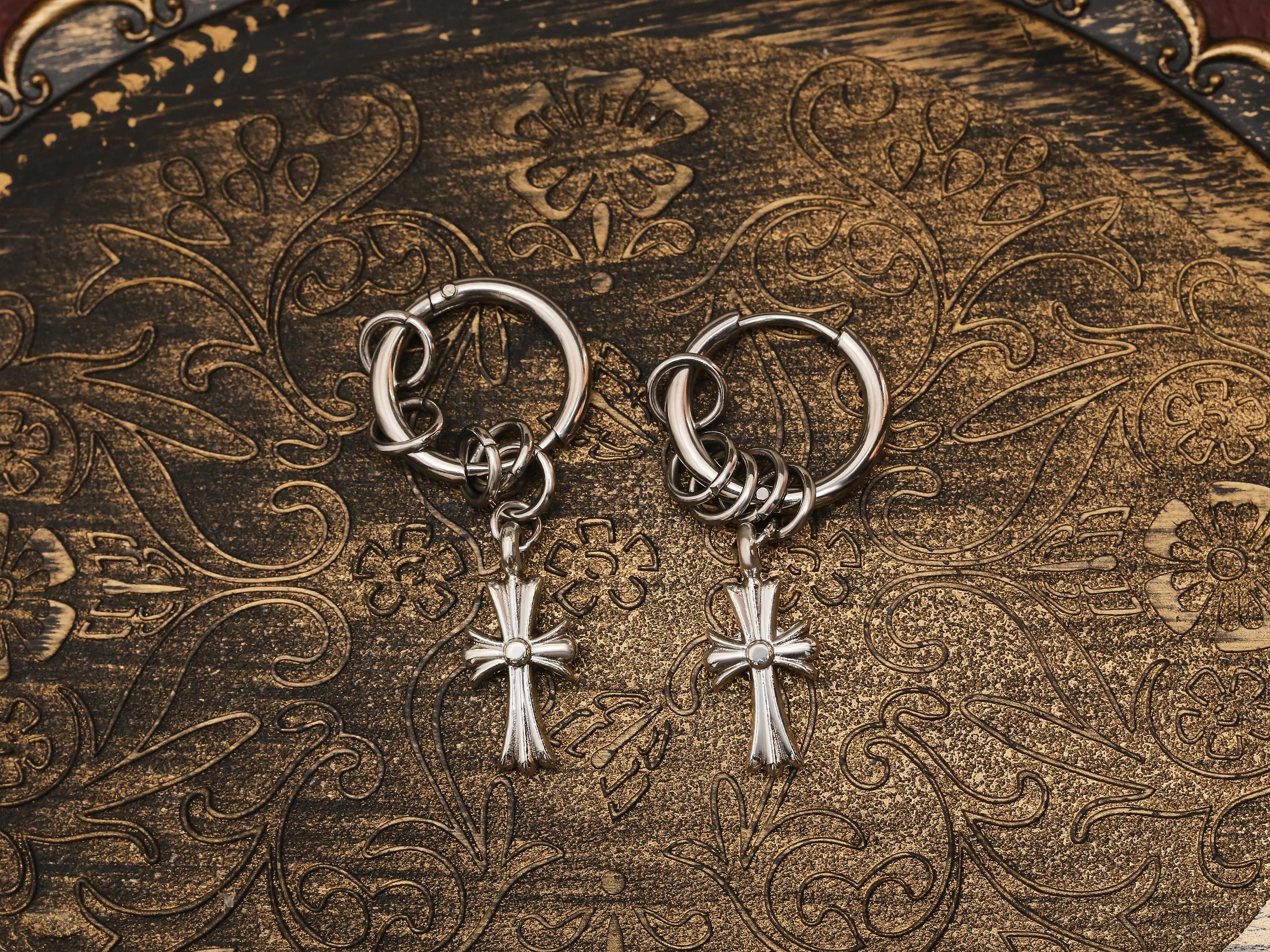 Chrome Hearts Earrings Cross - Etsy
