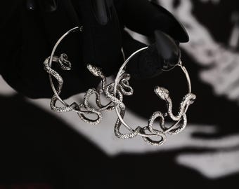 Medusa Snake Hoop Earrings: Gothic Y2k Jewelry