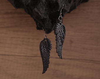 Orecchini Lolita Nightfall Seraphim Wings / Dark Angel Wings, gioielli audaci, regalo di Natale gotico per lei, accessori dark unici