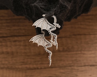 Majestic Dragon Wing Studs: Silver Plated Gothic Earrings
