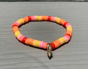 sunset clay bead bracelet
