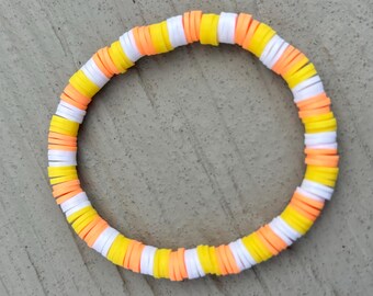 Candy Corn Clay Bead Bracelet