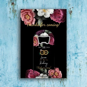 Aimant ouvre-bouteille personnalisé avec carte de remerciement, cadeaux de mariage personnalisés, souvenir de douche nuptiale de mariage personnalisé pour les invités