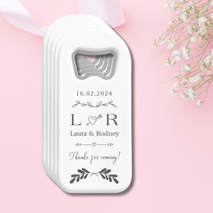 Ouvre-bouteille aimanté personnalisé avec carte de remerciement, cadeaux de mariage personnalisés, cadeaux de mariage nuptiales de douche pour les invités