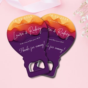Gepersonaliseerde flesopener met magneet, bedankkaart, huwelijksbedankjes voor gasten, aangepaste bruiloft vrijgezellenfeest souvenir