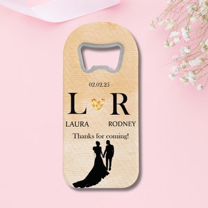 Ouvre-bouteille personnalisé avec aimant et carte, cadeaux de mariage personnalisés, cadeaux de fête de fiançailles EVJF pour les invités en vrac