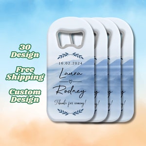 Ouvre-bouteille personnalisé avec carte de remerciement, faveurs d'aimants de mariage personnalisés, souvenir de shower de bébé de mariage personnalisé pour les invités