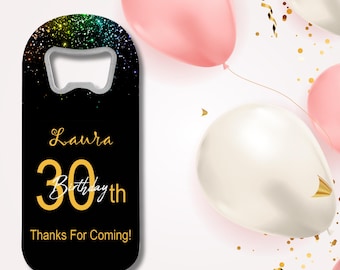 Personalized Birthday Bottle Opener Magnet Favors: Custom Party Gifts