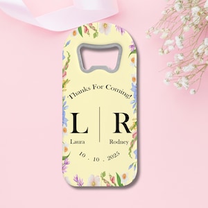 Personalisierte Hochzeitsgeschenke für Gäste, kundenspezifischer Flaschenöffner mit Magnet und mit Dankeskarte, einzigartiges Verlobungs-Brautduschen-Souvenir