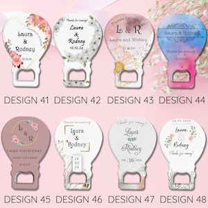 Benutzerdefinierte Flaschenöffner mit Dankeskarte, personalisierte Hochzeitsbevorzugungen, 30 Designs und kundenspezifische verfügbar, Hochzeit Brautdusche Souvenir