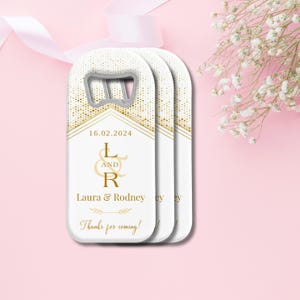 Ouvre-bouteille aimanté personnalisé avec carte de remerciement, cadeaux de mariage personnalisés, souvenir de douche nuptiale de mariage personnalisé pour les invités