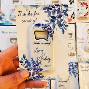Ouvre-bouteille personnalisé avec aimant et carte de remerciement, cadeaux de mariage personnalisés, souvenir de shower de bébé de mariage personnalisé pour les invités