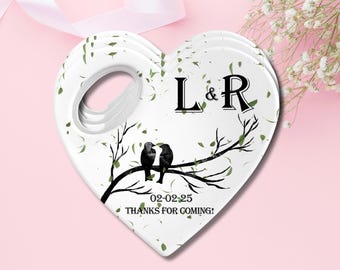 Personalized Wedding Magnet Favors: Heart Bottle Opener with Card