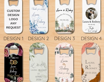 Personalized Wedding Favor, Bottle Opener Magnet with Card, Custom Thank You Gift