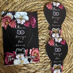 Kundenspezifische Geschenke für Gäste, Flaschenöffner mit Dankes-Karte, personalisierte Hochzeitsgeschenke, Brautparty-Andenken, Herz-Ballon-Rechteck