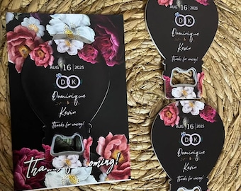 Personalized Bottle Opener Wedding Favors: Floral Thank You Card