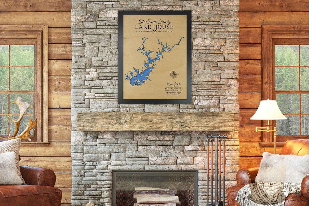 Lake Lanier Georgia Map, Custom Maps, Wood, Gift, Lake House - Etsy
