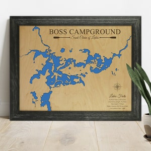 Horseshoe Lake Map, Minnesota or any lake wood map, Lake Home Decor, Personalized