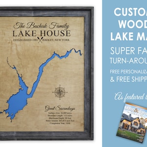 Great Sacandaga Lake Map -Lakehouse Decor, Personalized, Lake house gift, Custom Lake Map, Housewarming Gift, Lakehouse Wall Art
