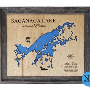 Saganaga Lake Map, Lake House Decor, Personalized, Sign, Custom Lake Map, Lake House Wall Art