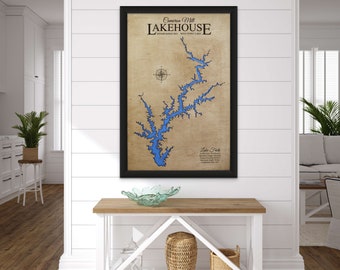 Personalized Wood 3D Lake Map, Lake Wall Art, Unique Lake House Decor, Handcrafted Wooden Lake Map, Lake Lovers, Customizable