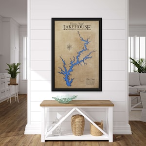 Lake Gift - Lake, River, Coastline Map, Lake House Decor, Custom Wood Map, Wood Laser Engraved Map, 3D Custom Lake art
