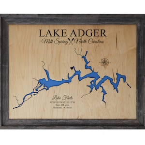 Lake Adger or any lake. Lake Home Decor, Personalized, Sign, Custom Lake Map
