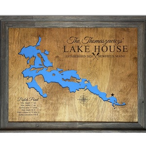 Balch Pond - Lake House Decor - Wall Decor -Customer Wood Map Sign- Lake Art - 3D Wall Art - Wood Maps