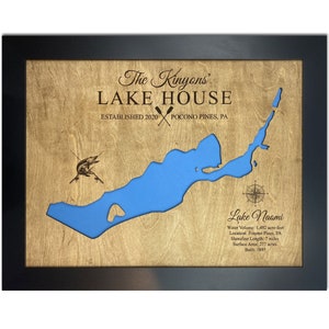 Lake Naomi - Lake House Decor - Wall Decor -Customer Wood Map Sign- Lake Art - 3D Wall Art - Wood Maps