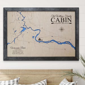 Custom Lake Map Sign Personalized Lake House Decor Lakehouse Sign Gift for Men Lake House Wall Art