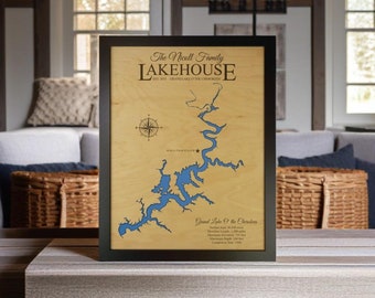 Finger lakes, Custom lake map, Nautical decor, Lakehouse Decor, Fishing map, Wedding gift, Lake Map, Personalized gift