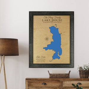 Flat Head Lake Map MT, Lake Art Custom Wood Maps, Lake House Art, Lake Map Print Of Any Lake
