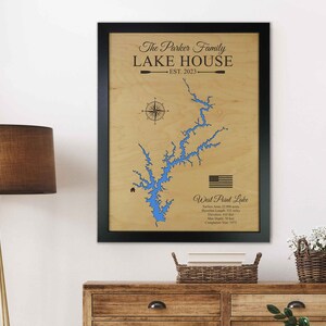 West Point Lake Map, GA custom lake map, Lake House Wall Art, Housewarming Gift, Gift ideas for Dad