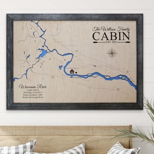 Сustom River Map State Map Art State Art Vintage Map State Print Map Print Home State