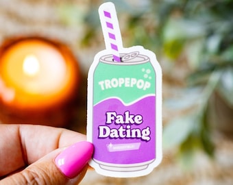 Fake Dating Book Trope Sticker: Waterproof Kindle, Laptop, Water Bottle Decal, 3" x 1.3"