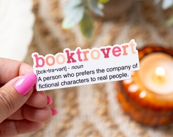 Booktrovert Sticker: Funny Bookish Reader Gift, 3" x 1.1"