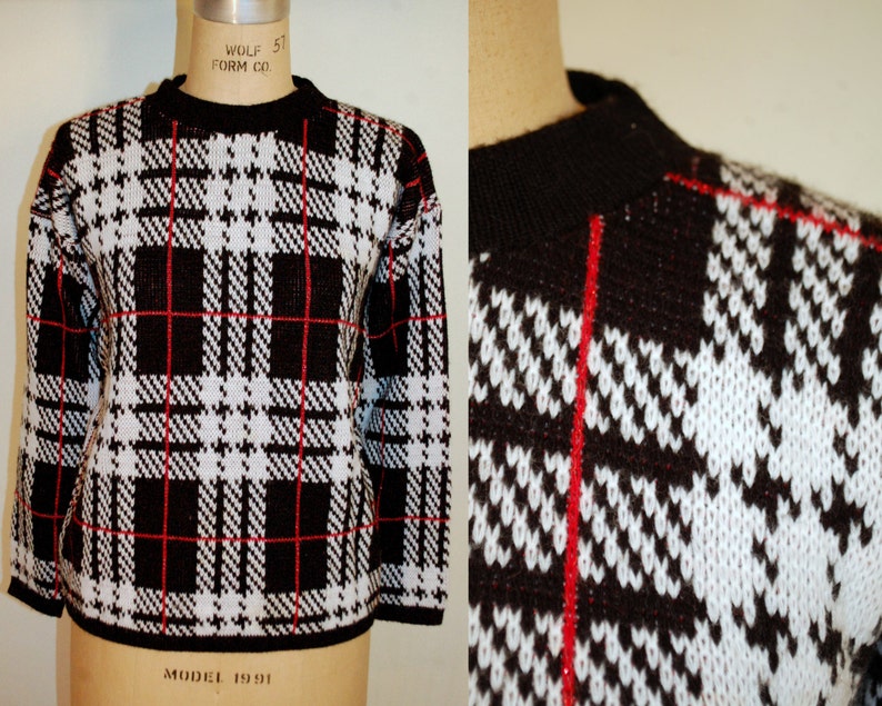 windowpane plaid sweater