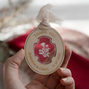 Cadeau élégant en acrylique et bois, cadeau de remerciement en acrylique gravé, cadeau de mariage en verre personnalisé unique, plexiglas et bois avec ruban