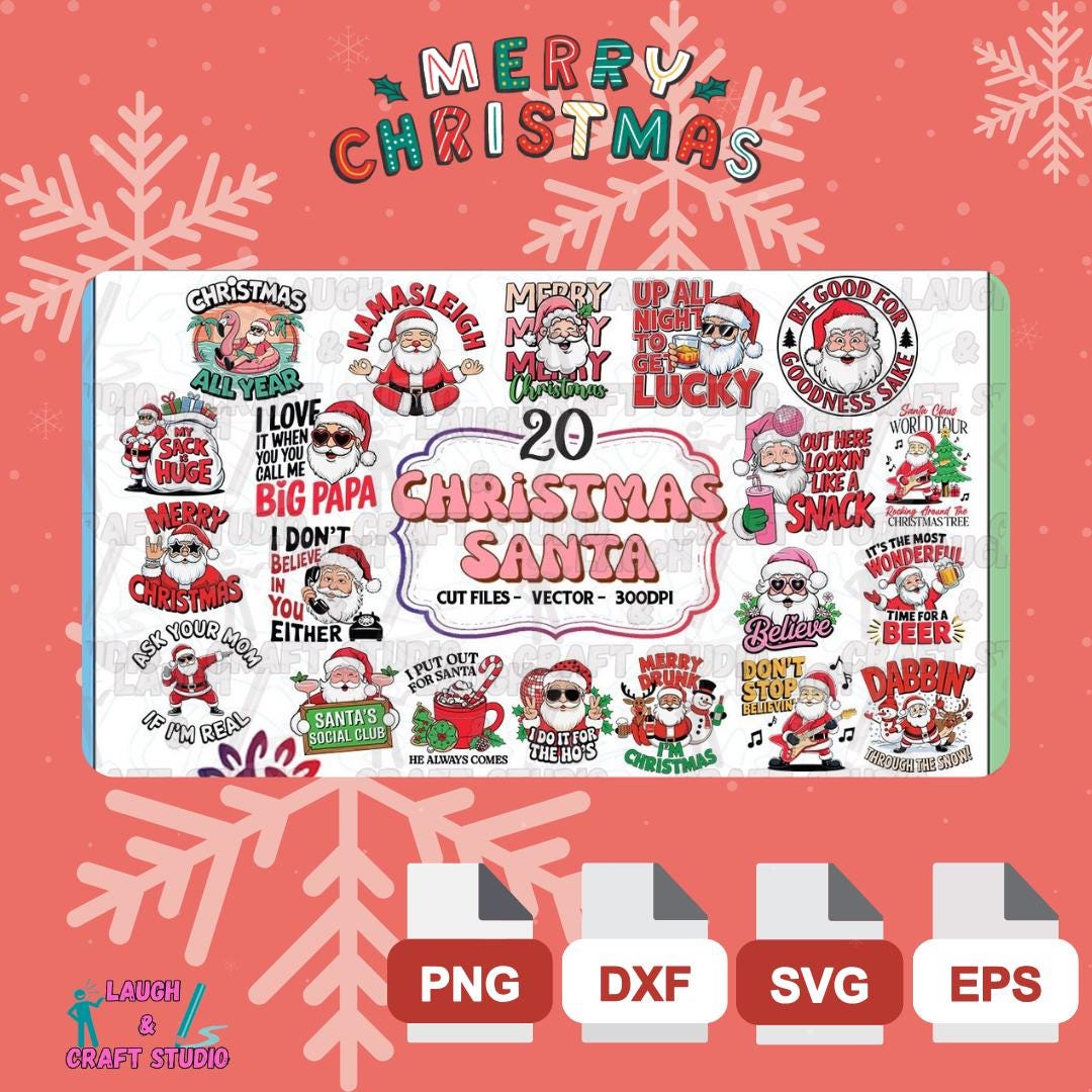 Christmas Santa SVG Bundle | Festive Santa Designs | Christmas Deals ...