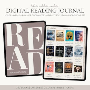 Diario di lettura digitale, Pianificatore di lettura digitale, Diario digitale, Diario Goodnotes, Recensione di libri, Registro di lettura, Tracker di lettura, Scaffale