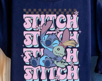 Retro Disney Stitch Sweatshirt, Stitch Shirt, Cute Stitch Sweatshirt, Disney Trip Shirt, Stitch Disneyland Sweater, Disney Family Trip.
