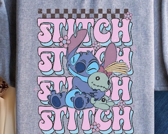 Retro Disney Stitch Sweatshirt, Stitch Shirt, Cute Stitch Sweatshirt, Disney Trip Shirt, Stitch Disneyland Sweater, Disney Family Trip.