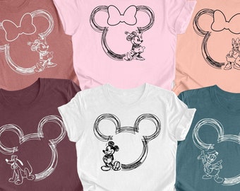 Disney Family Shirt, Family Disneyworld Shirt, Mickey Sketch Shirt, Minnie Women Shirt, Disneyworld Trip Shirt, Mickey Couple Shirt