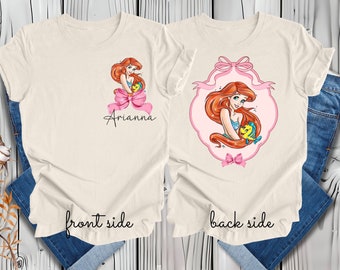 Disney Ariel Princess Shirt, Disney Princesses Fan Shirt, Disney Girls Trip Shirts, Disney Custom Name Girls Shirt, Under The Sea Shirt.