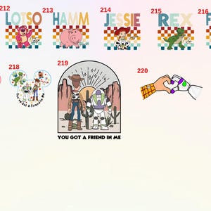 May include: A set of 10 colourful Toy Story character themed iron-on patches. The patches feature characters such as Slinky, Lotso, Hamm, Jessie, Rex, and Forky. The patches are ideal for adding a touch of Disney magic to clothing, bags, or other accessories.