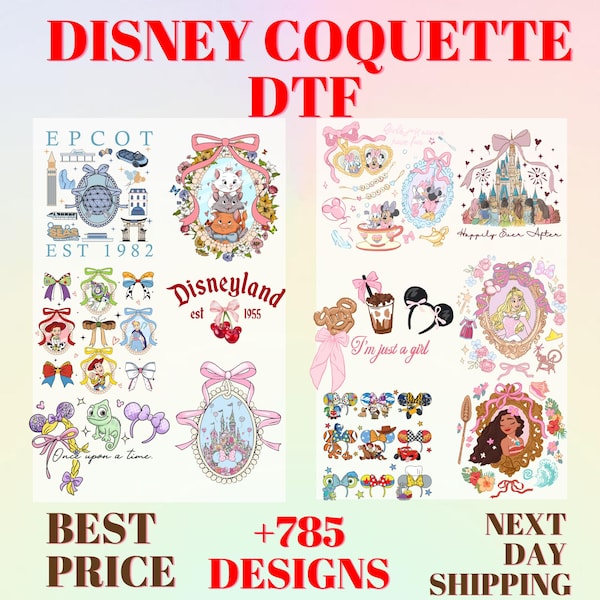Disney Coquette Bows Dtf Transfer, Princesses Coquette Bow Dtf, Disneyland Bow Dtf, Family Trip Coquette Dtf, Disneyworld Bow Dtf Transfers.