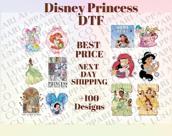 Disney Princess Dtf Transfers, Disney Princess Ready To Press, Princess Dtf Transfers, Elsa Dtf, Jasmine Dtf, Rapunzel Dtf, Princess Era.